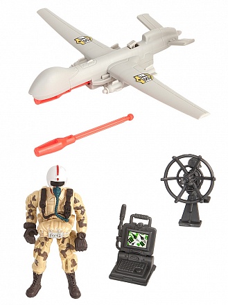 Игровой набор: Солдат с самолетом-беспилотником, ракетами и фигуркой 